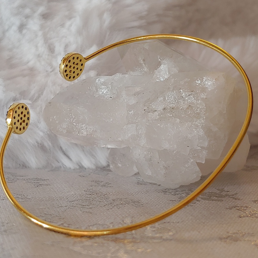 Dainty Italian Gold Sterling Teal Bangle Bracelet - Picture 3 of 8